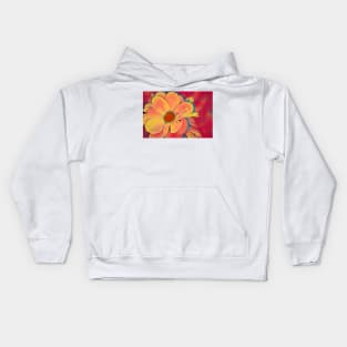 Yellow Flower On Red Modern Art Kids Hoodie